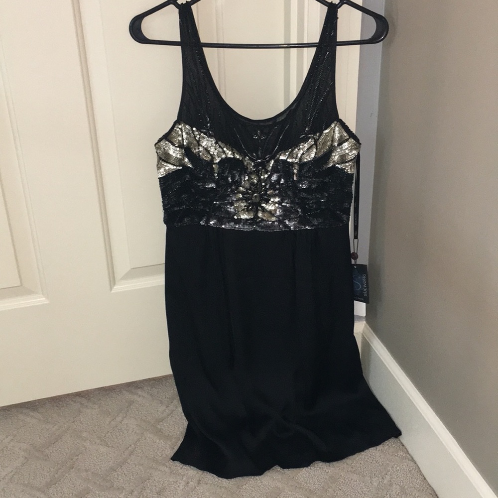 Sue Wong black beaded dress. NWT